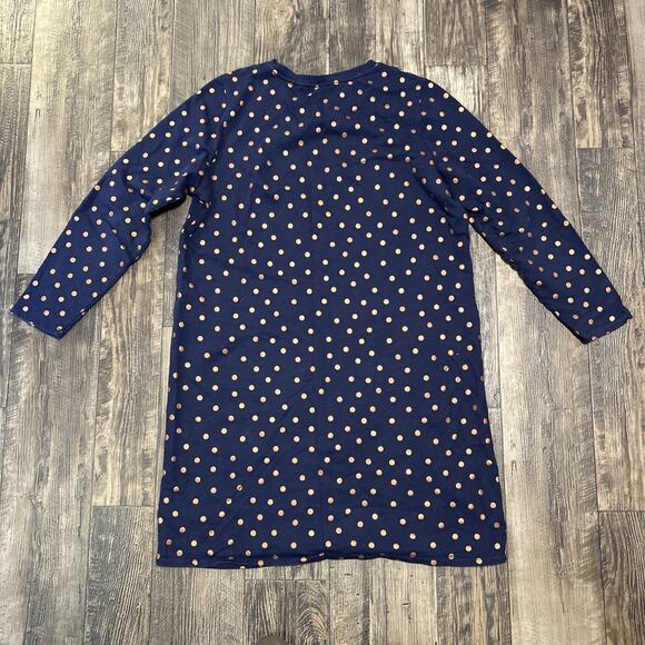 Boden Navy Blue Copper Metallic Polka Dot Dress, Size 20 Long Sleeve Fall - Picture 5 of 5
